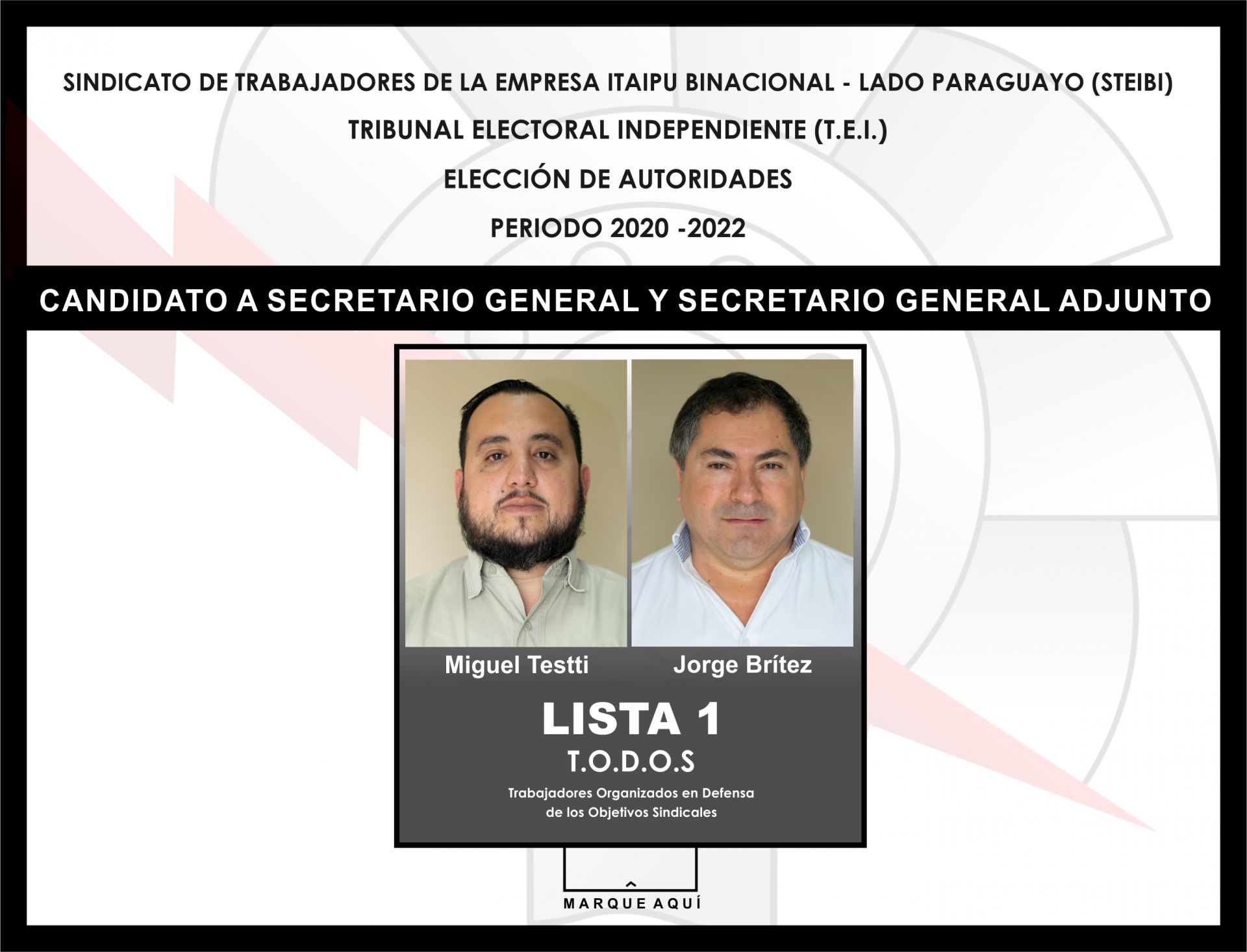 Boletin de voto, Secretario General y Secretario General Adjunto